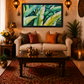 Tropical Leaf Canvas Art shown in a room setting