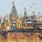 Varanasi River Scene Painting, brushwork detail