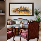 Varanasi River Scene Painting shown in a room setting