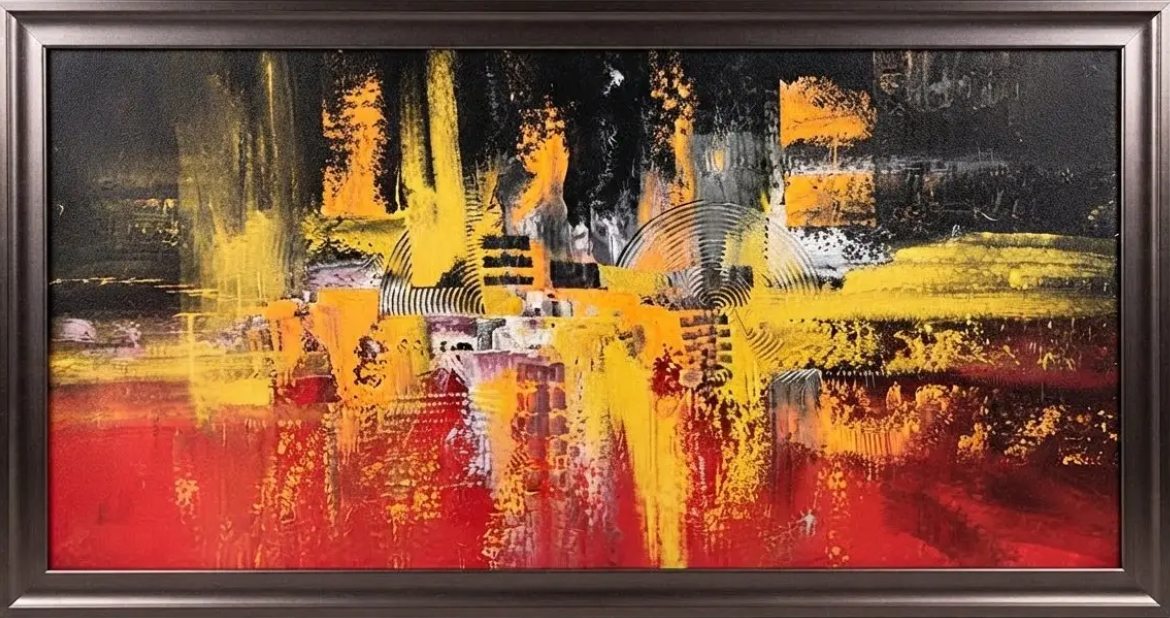 Vibrant Abstract Geometric Canvas, framed