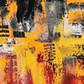Vibrant Abstract Geometric Canvas, brushwork detail