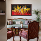 Vibrant Abstract Geometric Canvas shown in a room setting