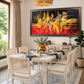 Vibrant Abstract Geometric Canvas shown in a room setting