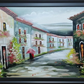 Village Street Painting, framed