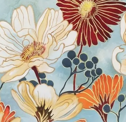Vintage Floral Botanical Garden, brushwork detail